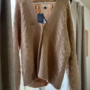 Universal Thread Cable Knit Cardigan in Tan